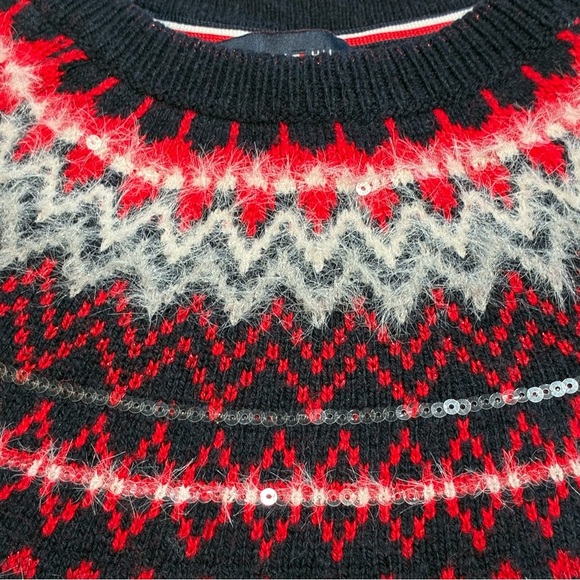 Tommy Hilfiger Sweater Womens Small Fair Isle Wool Cotton Sequin Nordic Ski - Picture 4 of 7